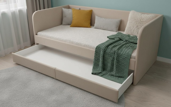 Кровать Nepos 200х90 (велюр Тедди 304 бежевый)