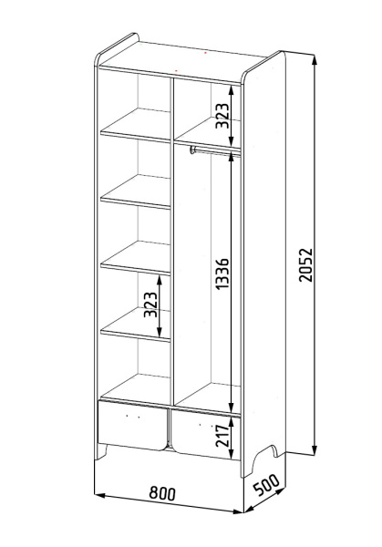Шкаф для одежды коллекции Юниор от Династия Kids