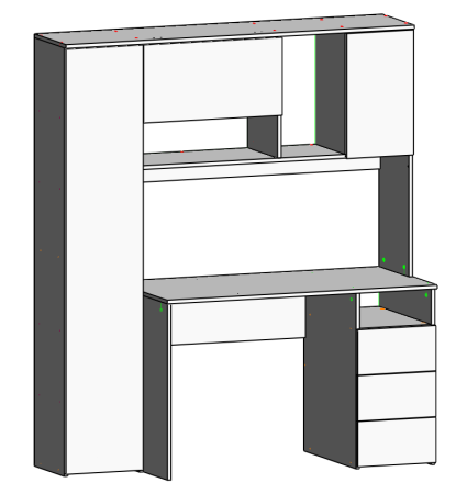 Стол Кабинет 1550 мм (корпус дуб золотистый + фасады белые). Левый/правый