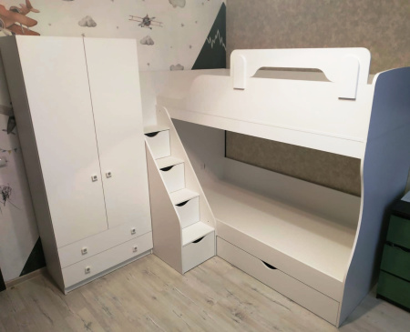 Кровать 2-х ярусная Умка-3 (дуб сонома + белый)  от Династия Kids