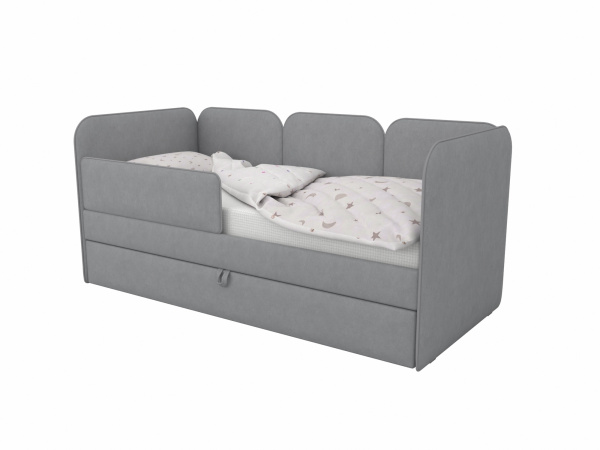 Мягкая кровать Соната Грей 90х200 с доп. спальным местом