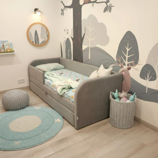 Кровать мягкая УНО 90х190 с ящиком (цвета разные)