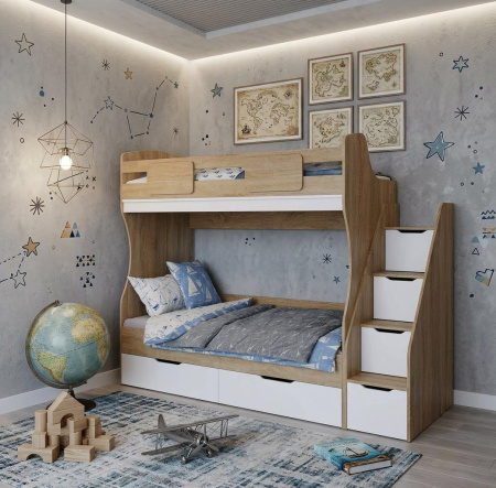 Двухъярусная кровать МИА (цвет белый) 180х80 от Династия Kids