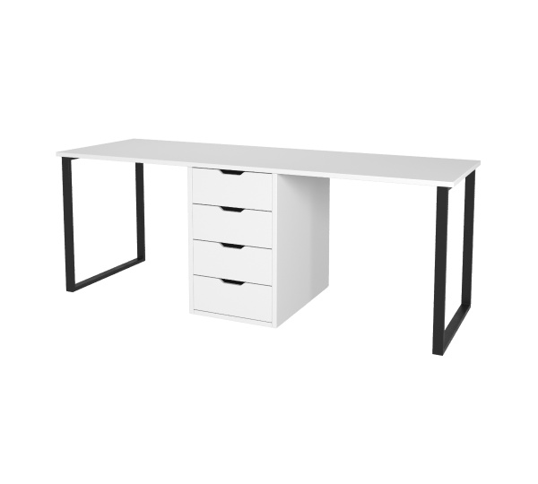 Стол Дуэт 1800 мм (белый + опоры черные)