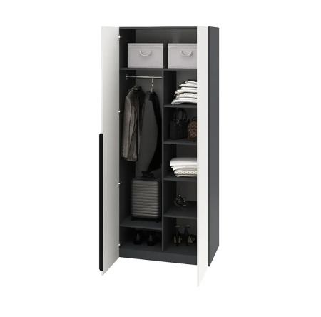 Шкаф 2-х створчатый коллекции Брайт (штанга + полки) от Династия Kids