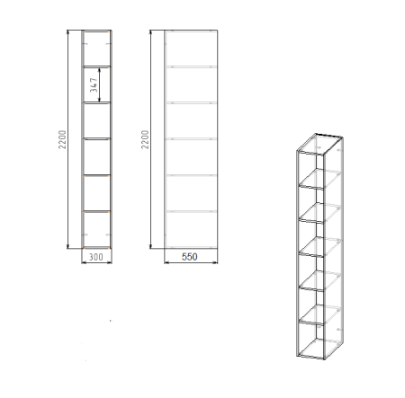 Стеллаж переходной коллекции Брайт  от Династия Kids