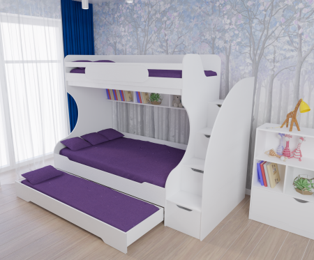 Кровать Биг 120х200 (цвет белый) от Династия Kids