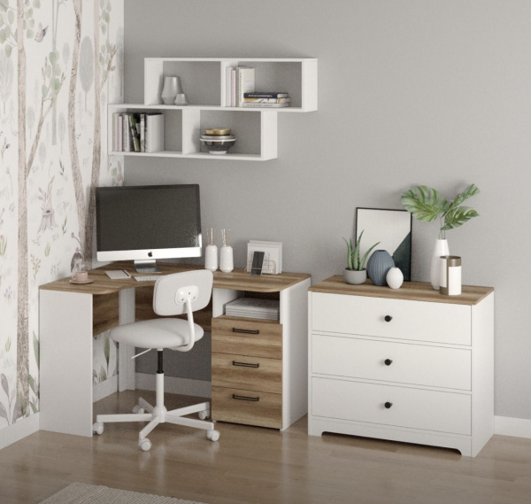 Набор для школьника (стол угловой + полка + комод) от Династия Kids