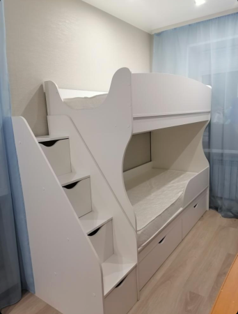 Двухъярусная кровать 180х80 Альфа (цвет белый) от Династия Kids