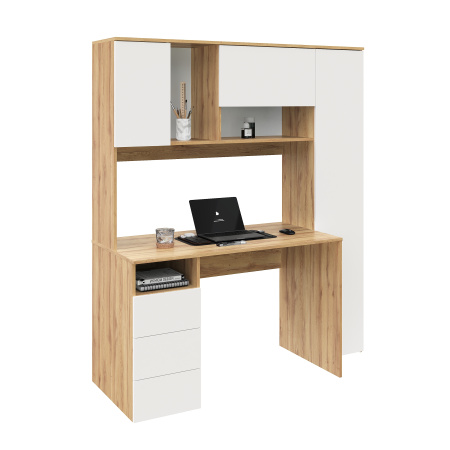 Стол Кабинет 1550 мм (корпус дуб золотистый + фасады белые). Левый/правый