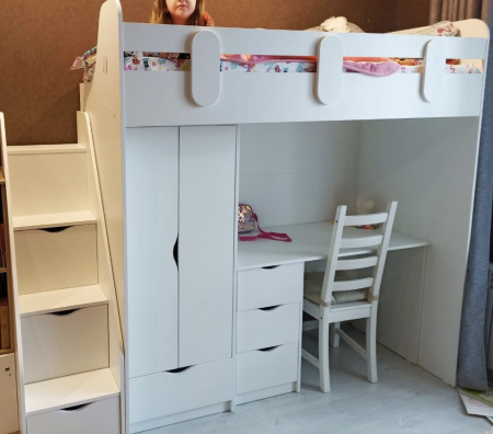 Кровать-чердак Уют-2 + Стол Уют-2 + Шкаф Уют-2  от Династия Kids