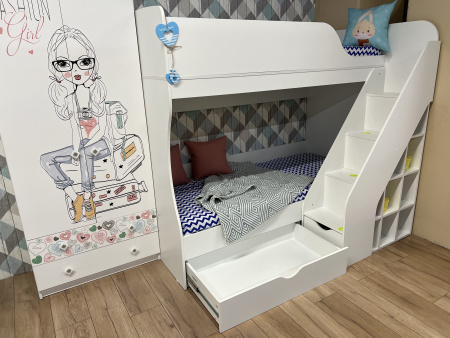 Двухъярусная кровать 180х80 Умка-2 (цвет белый)  от Династия Kids