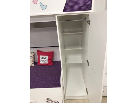 Двухъярусная кровать коллекции Модница (левая). Верх 190х80, низ 190х90  от Династия Kids