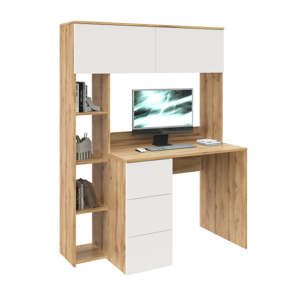 Стол Ритм 1250 мм (корпус дуб золотистый + фасады белые). Левый/правый