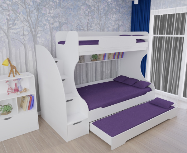Двухъярусная кровать БИГ (цвет белый) 120х200 от Династия Kids