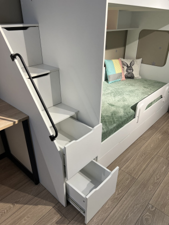 Кровать 2-х ярусная Твинс (велюр + белый) 190х90 от Династия Kids