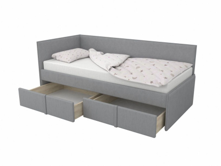 Угловая кровать МОНО 80х160 с 2 ящиками (цвета разные)