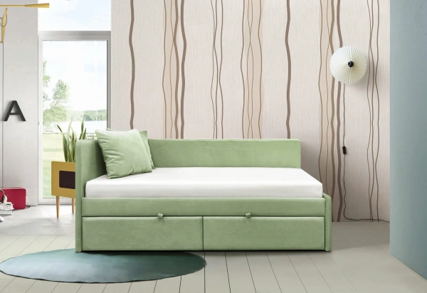 Угловая кровать 80х160 Слайт (универсальный угол). Велюр Тедди  от Династия Kids