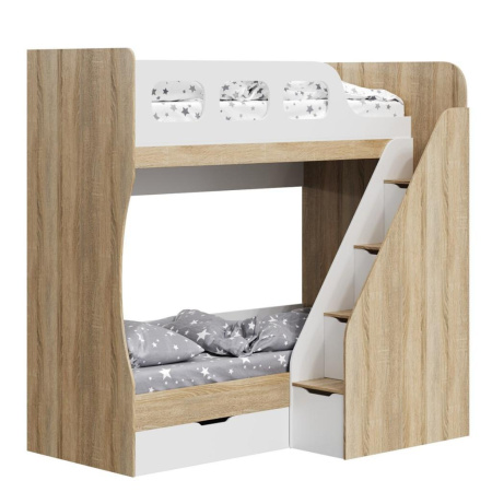 Кровать 2-х ярусная Умка-6 (дуб сонома+белый) 190х80  от Династия Kids