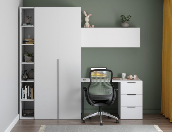 Комплект мебели для школьника Брайт (стеллаж + шкаф + полка + стол 1200 мм) 