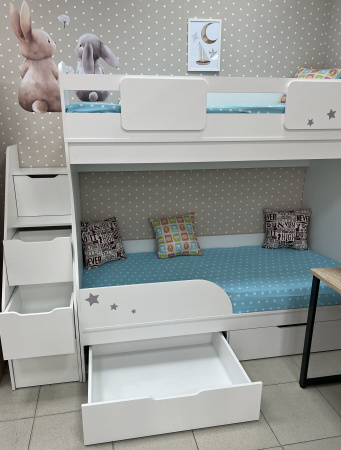 Двухъярусная кровать Дуэт (белый+дуб сонома) 180х80 от Династия Kids