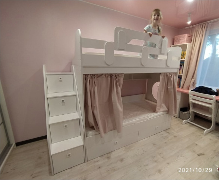 Кровать двухъярусная Фортуна-2 (дуб сонома+белый) 180*80 от Династия Kids