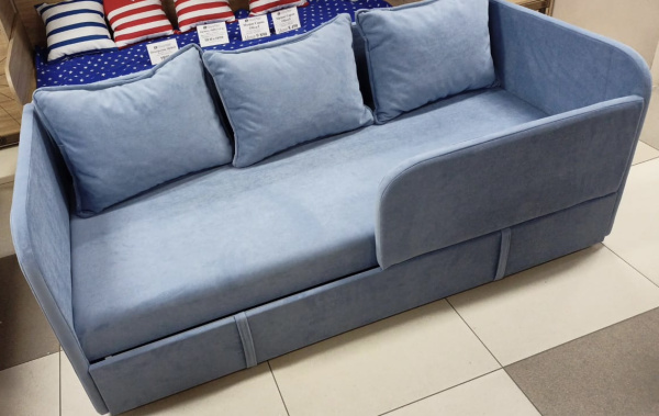 Диван-кровать Кэви 165х75 (в комплекте матрас, подушки, бортик, ящик) Велюр Тедди  310 от Династия Kids