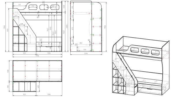 Кровать двухъярусная 190х80 Умка-4 (цвет белый)  от Династия Kids