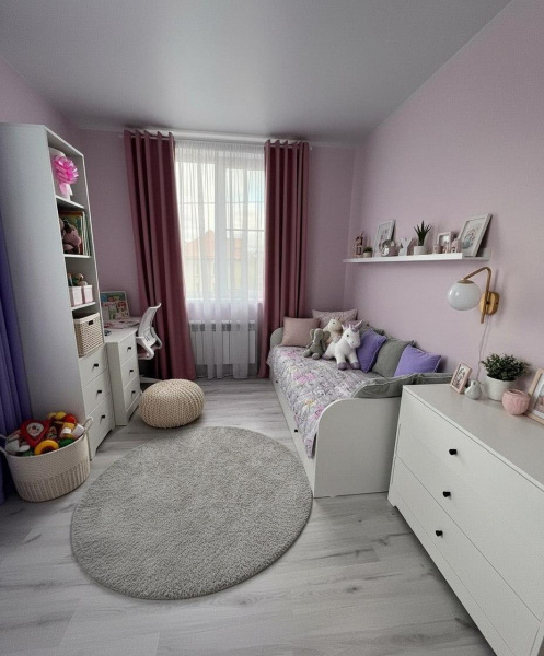 Комплект коллекции Норд: кровать + комод + стол + стеллаж 