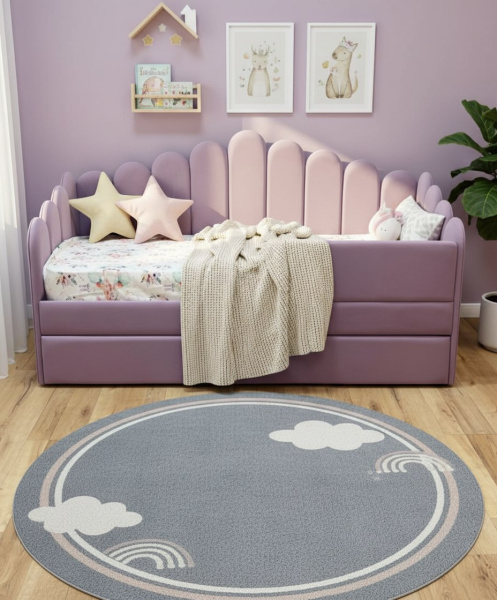 Мягкая кровать Мира Сирень 90х190 с доп. спальным местом