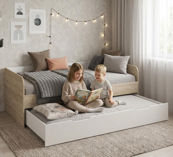 Кровать 2-х ярусная выдвижная Дабл 190х90 +180х80 (цвета разные)