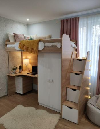 Кровать-чердак Колледж-2 (цвета разные) 200х90 от Династия Kids