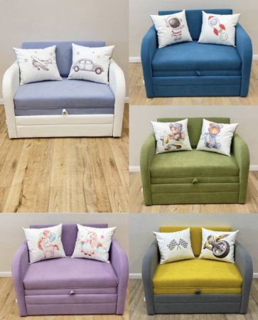 Выкатной диван Малыш Карамель 1100 мм + 2 подушки с принтом