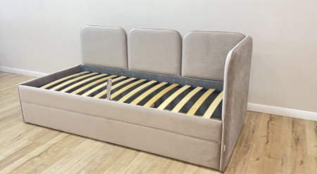 Угловая кровать Соната 80х160 Велюр Blue с доп.спальным местом (универсальный угол)