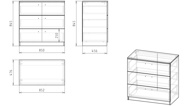 Комод  коллекции Престиж 1.1 (без принта) от Династия Kids
