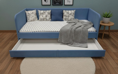 Мягкая кровать 200х90 Nepos (велюр Тедди 310 синий)