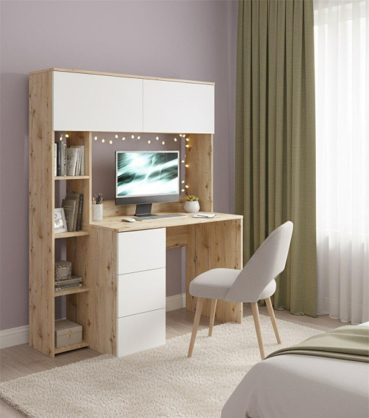 Стол Ритм 1250 мм (гаскон пайн + белый). Левый/правый