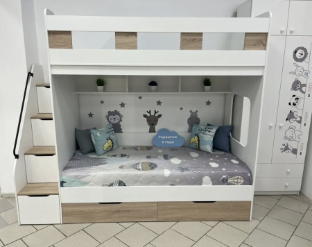 Кровать двухъярусная Твинс 190х90 (серебро + белый) от Династия Kids