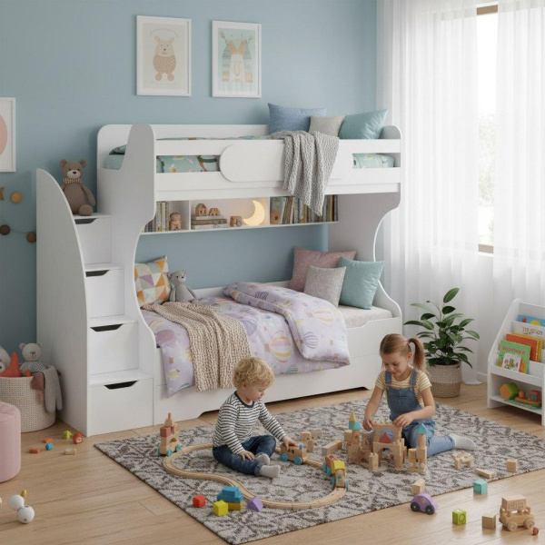 Двухъярусная кровать БИГ (цвет белый) 120х200