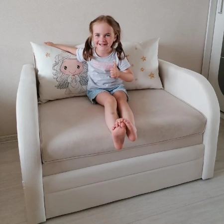 Диван выкатной Малыш Белый 1100 мм (подушки без принта)