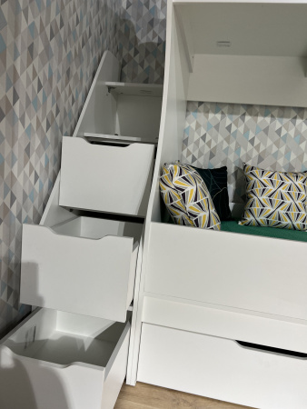 Двухъярусная кровать Дуэт 180х80 (цвет белый) с бортиком от Династия Kids