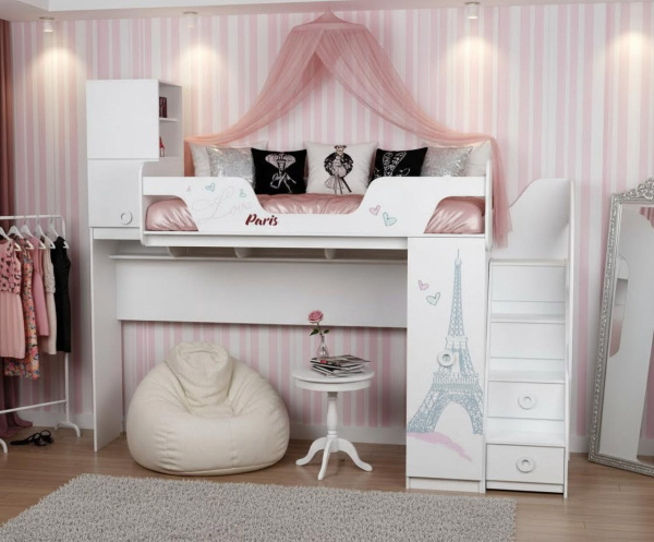 Кровать-чердак 190х80 коллекции Модница 4 New 