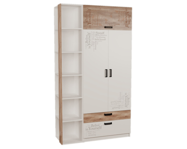 Приставка-стеллаж Твой Стиль + шкаф Твой Стиль (с принтом) глубина 479 мм