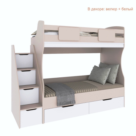 Двухъярусная кровать МИА (графит+дуб золотистый) 180х80 от Династия Kids