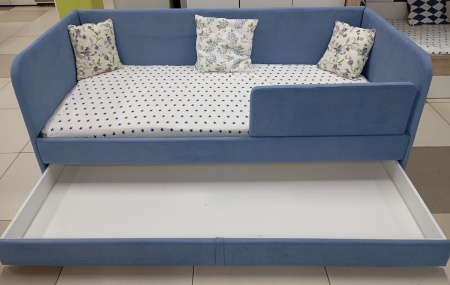 Мягкая кровать Nepos 200х90 (с бортиком и ящиком). Велюр Velutto - 5 цветов в продаже!