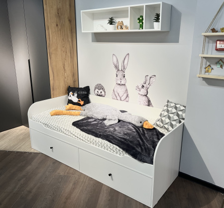 Шкаф 2-х дверный коллекции Брайт (внутри штанга + полки) от Династия Kids