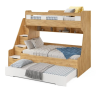 Кровать 3-х ярусная РУМ 120х200 (корпус дуб золотистый + фасады белые)